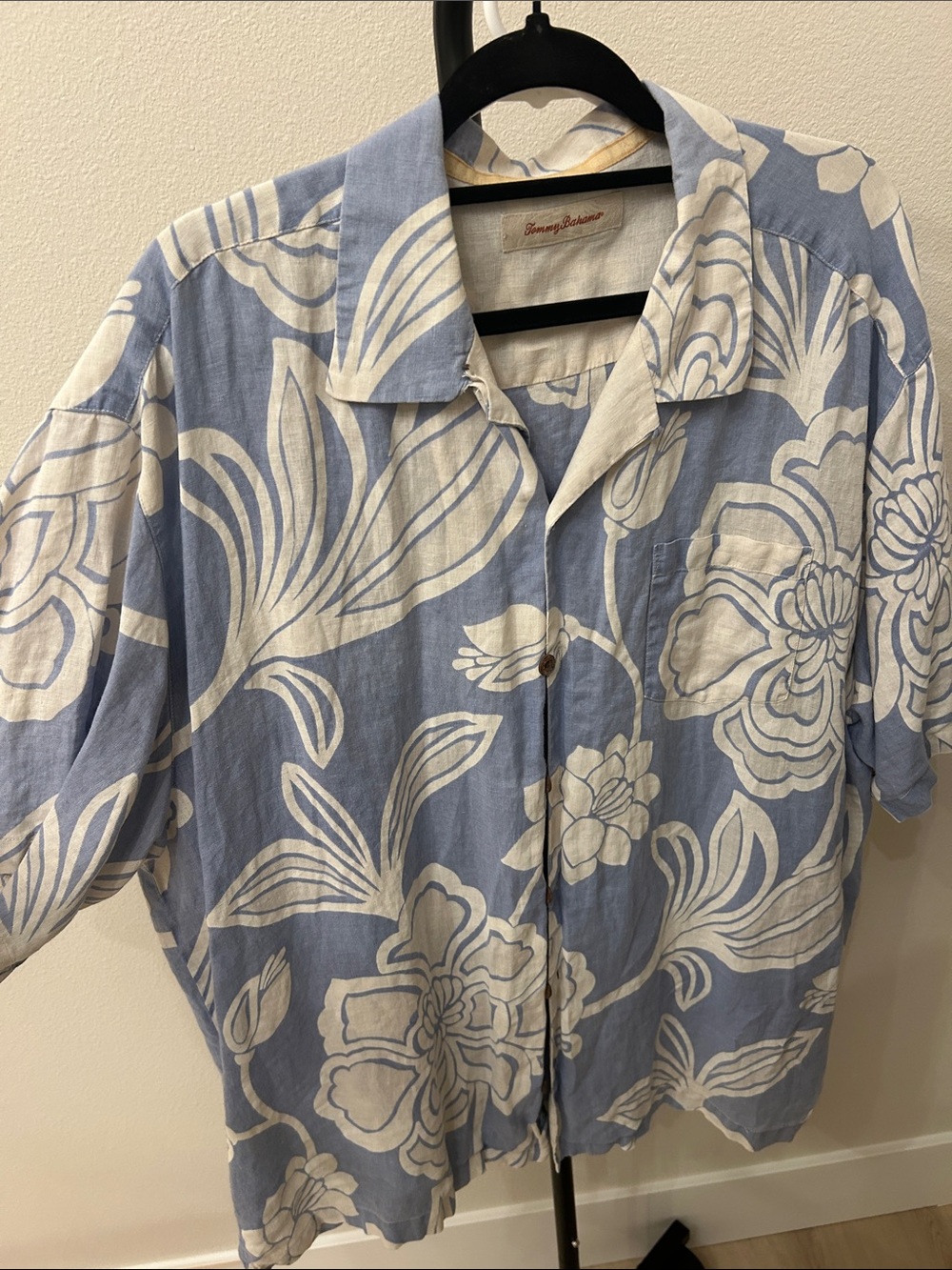 Tommy Bahama Light Blue & White Floral Camp Shirt
